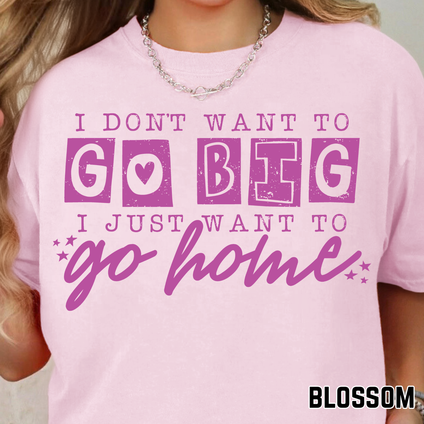 I Don't Want to Go Big, I Want to Go Home - Single Color DTF Transfer - 0757