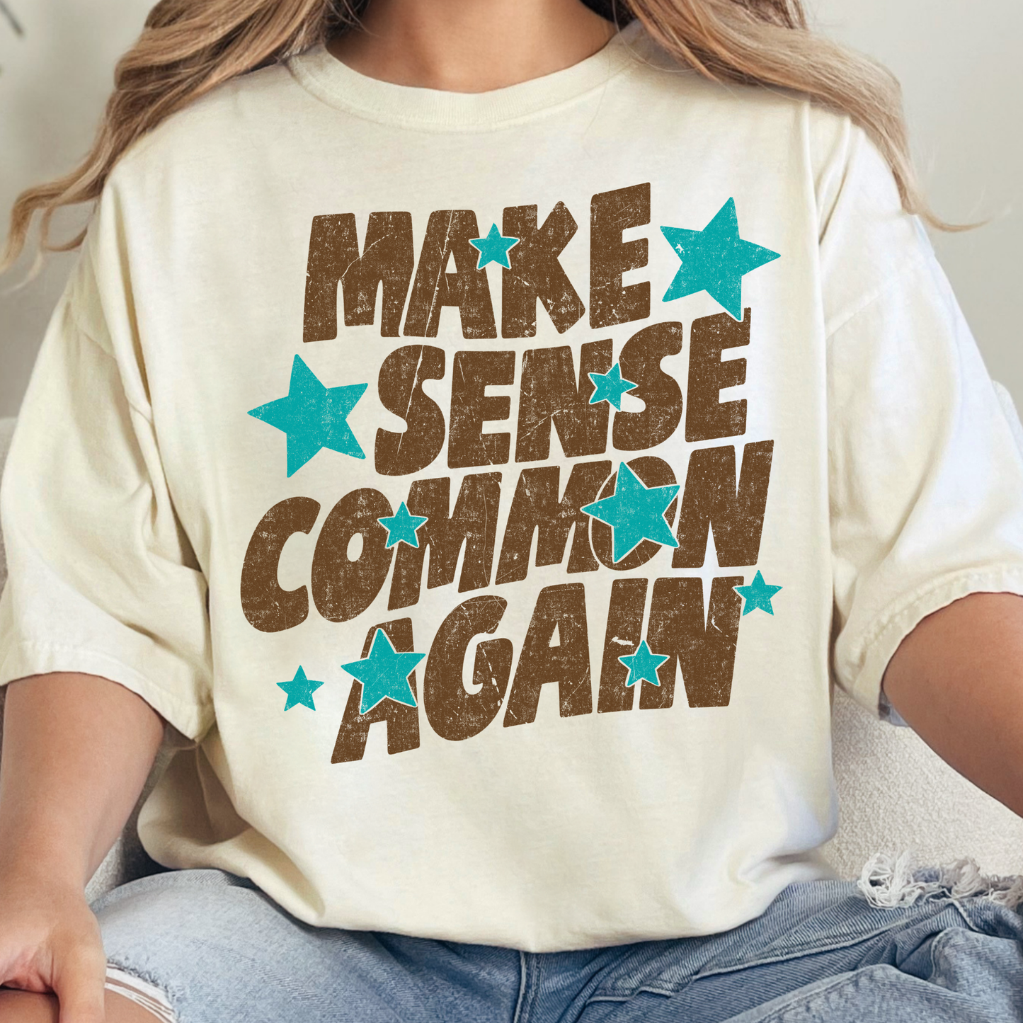 Make Sense Common Again (Brown) - Full Color DTF Transfer - 0786