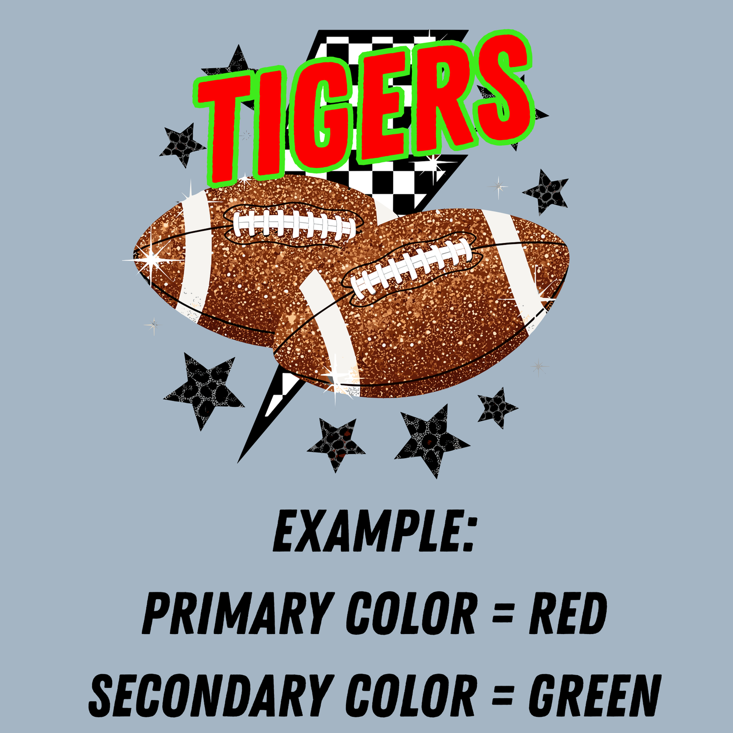 **CUSTOM** Faux Glitter & Football - Personalized DTF