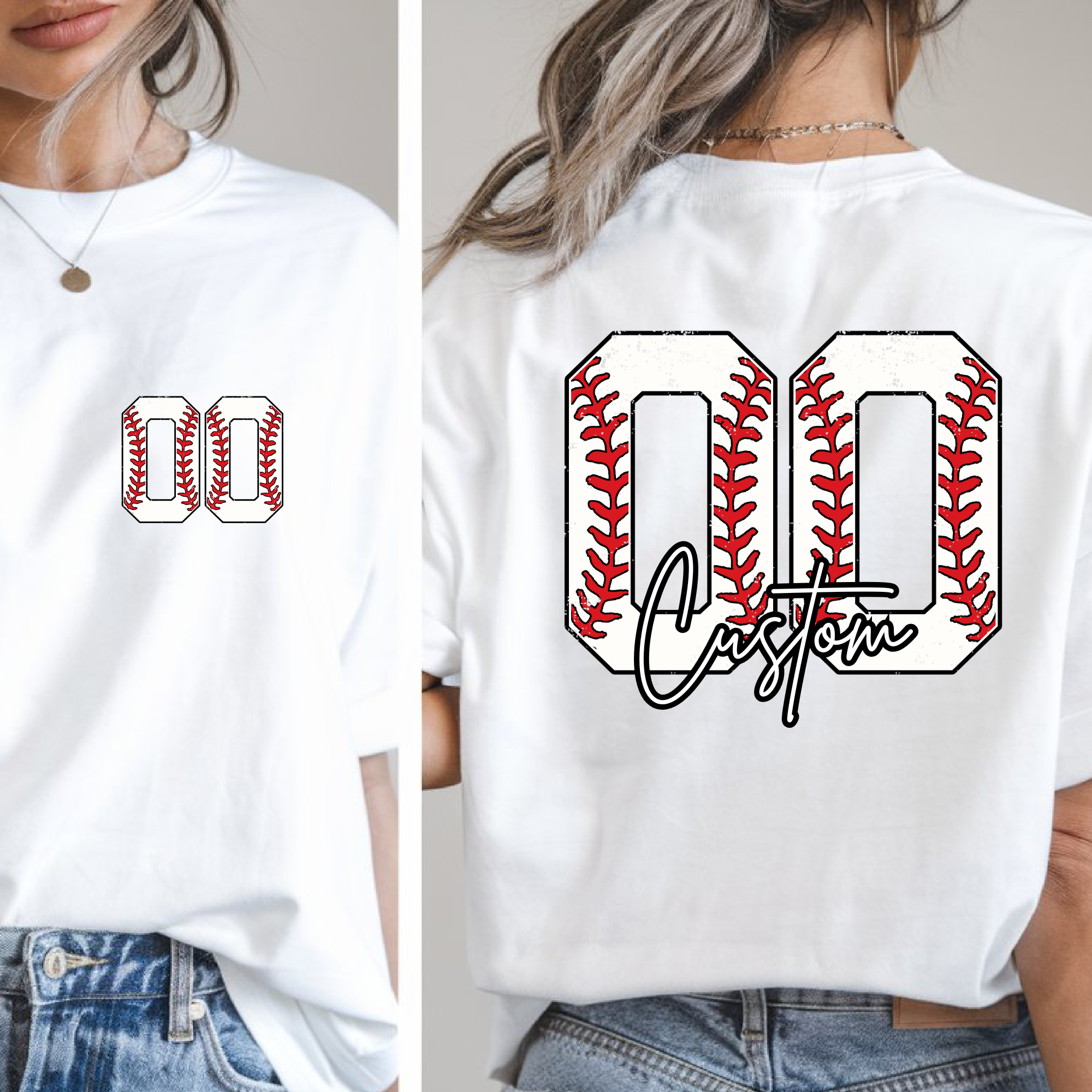 Baseball Number Tee - White – Okie Design Co