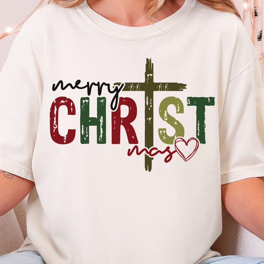 Merry Christmas Cross - Full Color DTF Transfer - 0983