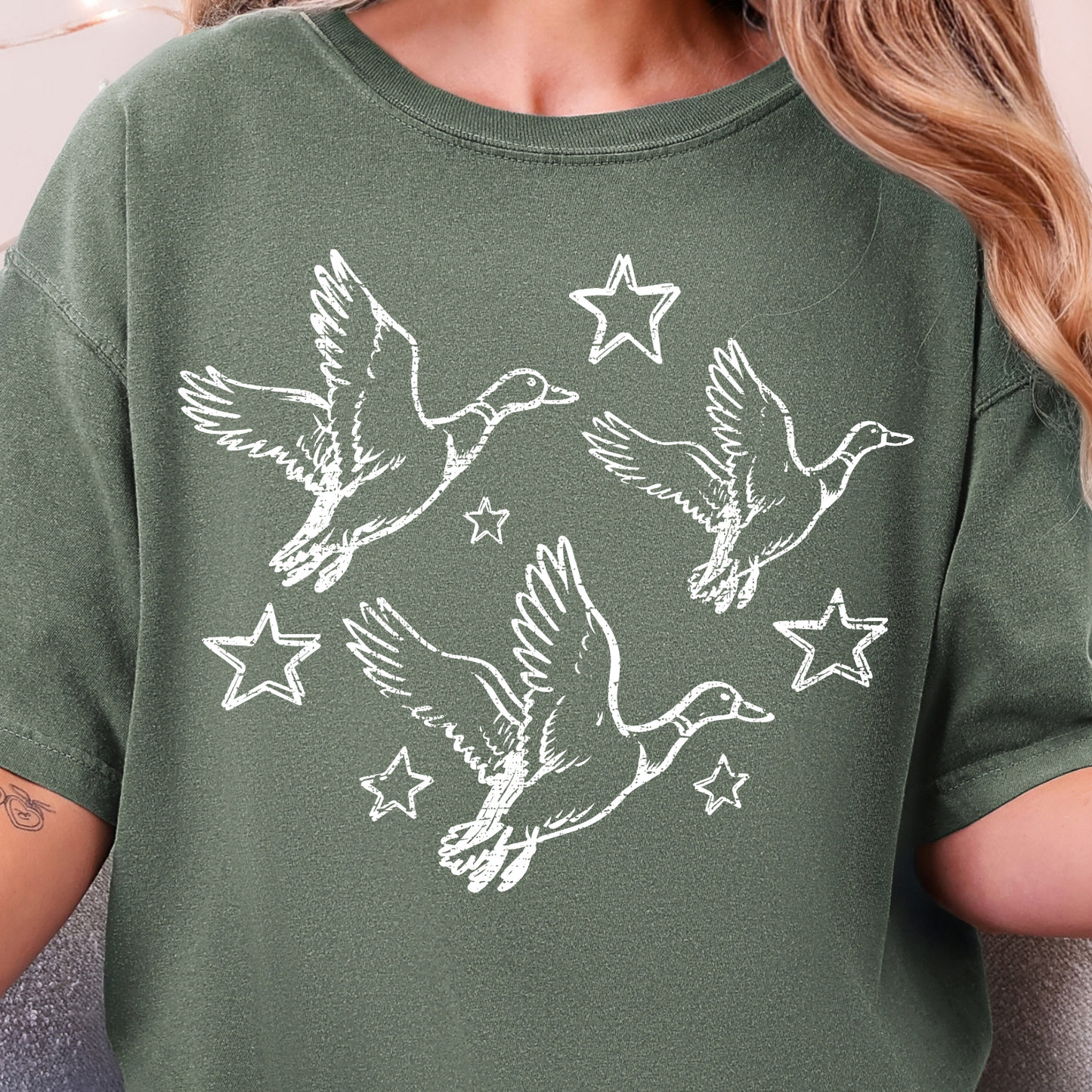 Duck & Stars - Single Color DTF Transfer - 0784