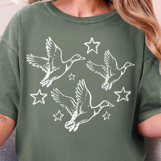 Duck & Stars - Single Color DTF Transfer - 0784