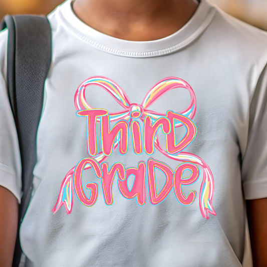 Third Grade Bow (youth)- 10" wide DTF Transfer