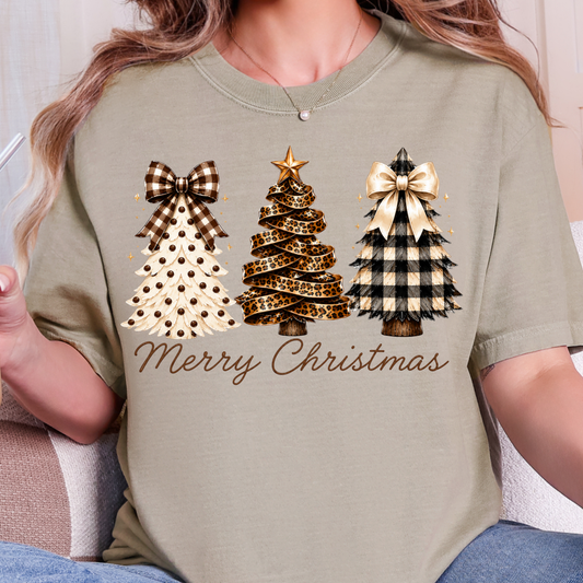 Merry Christmas Ribbon Tree - Full Color DTF Transfer - 0984
