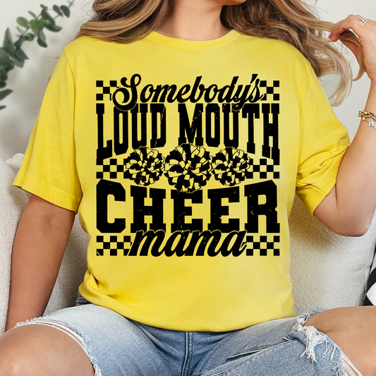 Somebody's Loud Mouthed Cheer Mama - Single Color DTF Transfer - 0867