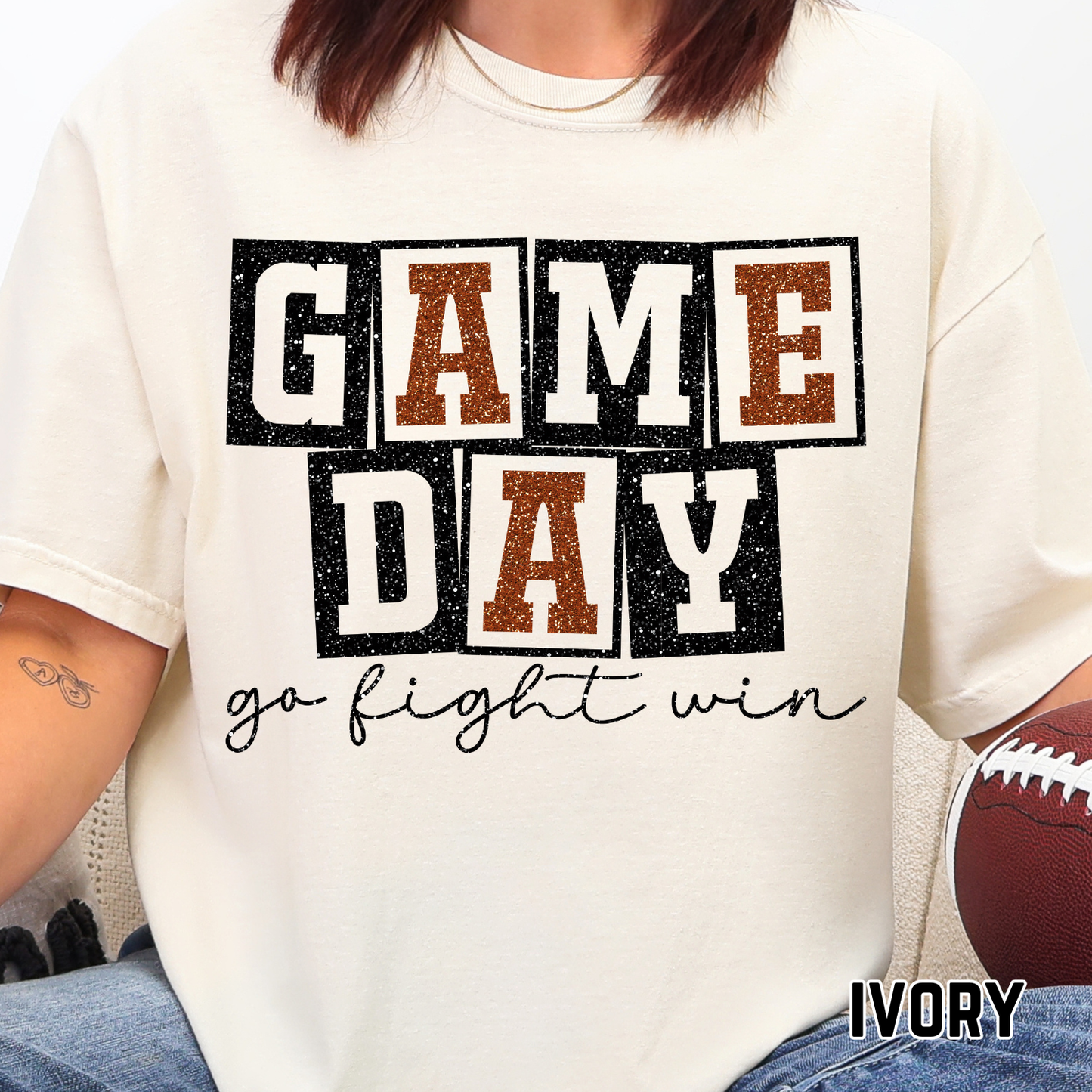 Game Day Glitter, Go Fight Win - Full Color DTF Transfer - 0612
