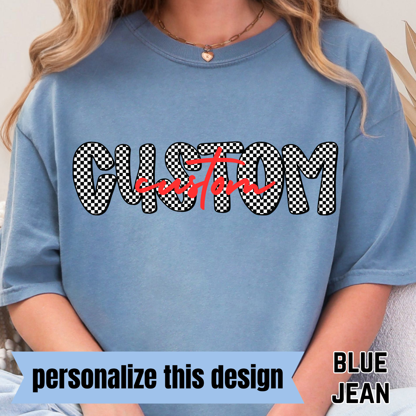 Checkered and Script - Personalized DTF Transfer - CA004