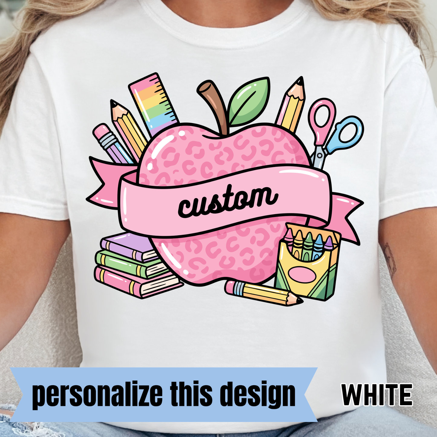 Pink Apple - Personalized DTF Transfer