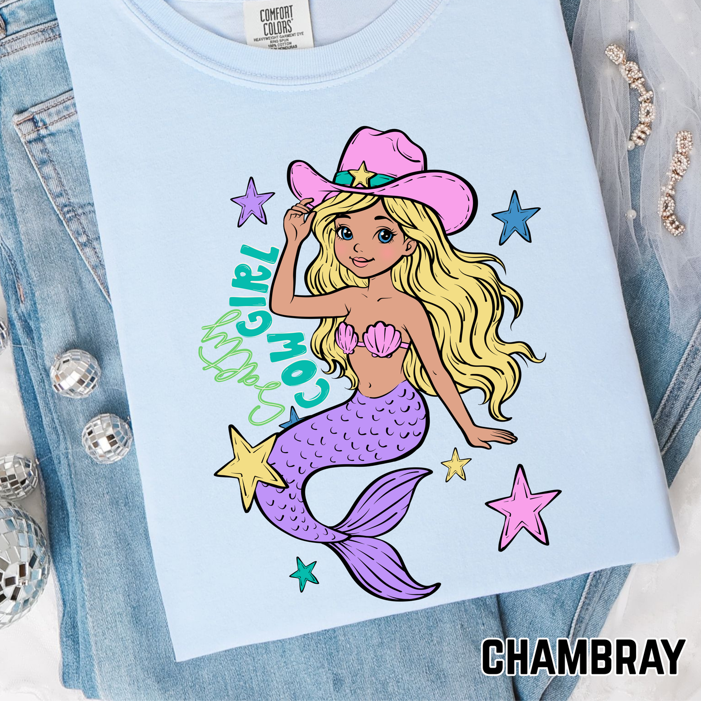 Salty Cowgirl Mermaid Light - Full Color DTF Transfer - 0718
