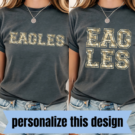 **PREORDER** Varsity Camo - Personalized DTF