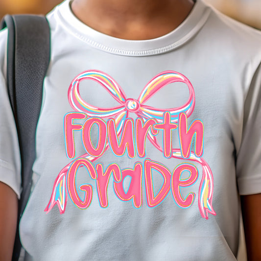 Fourth Grade Bow (youth)- 10" wide DTF Transfer