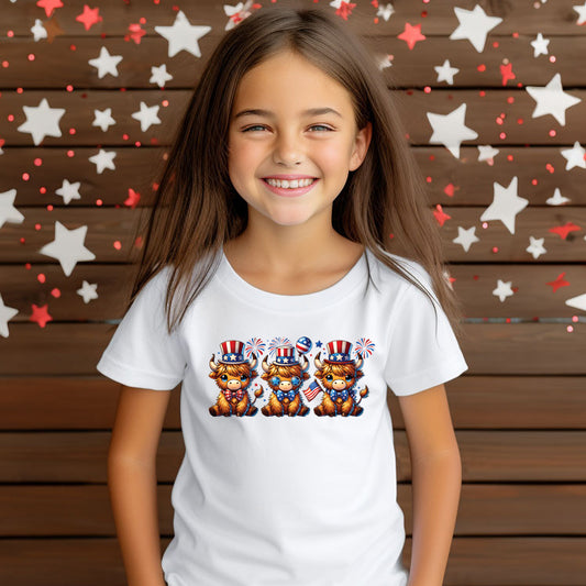 4th of July Cows (toddler)- 7" wide DTF Transfer