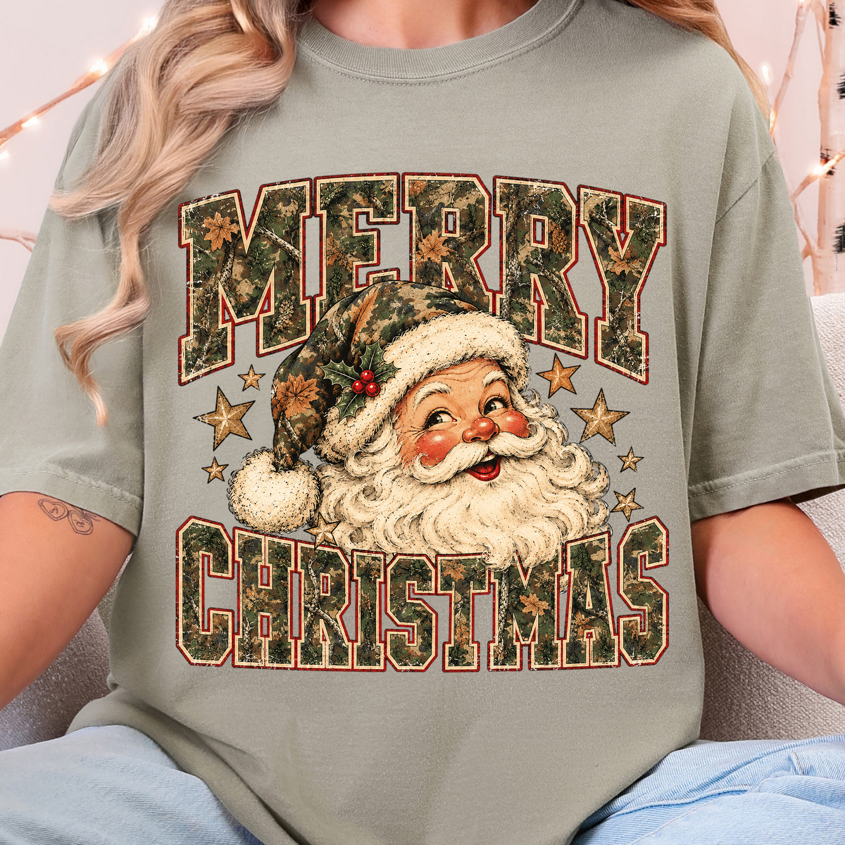 Merry Christmas Camo- Full Color DTF Transfer - 0955