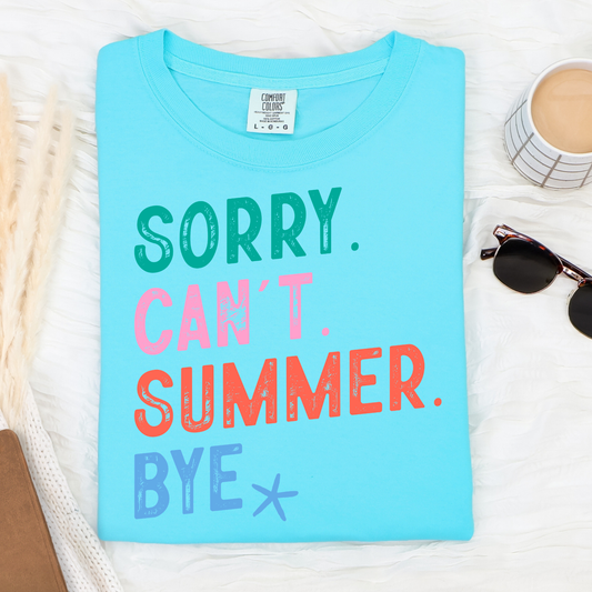 Sorry. Can't. Summer. Bye - Full Color DTF Transfer