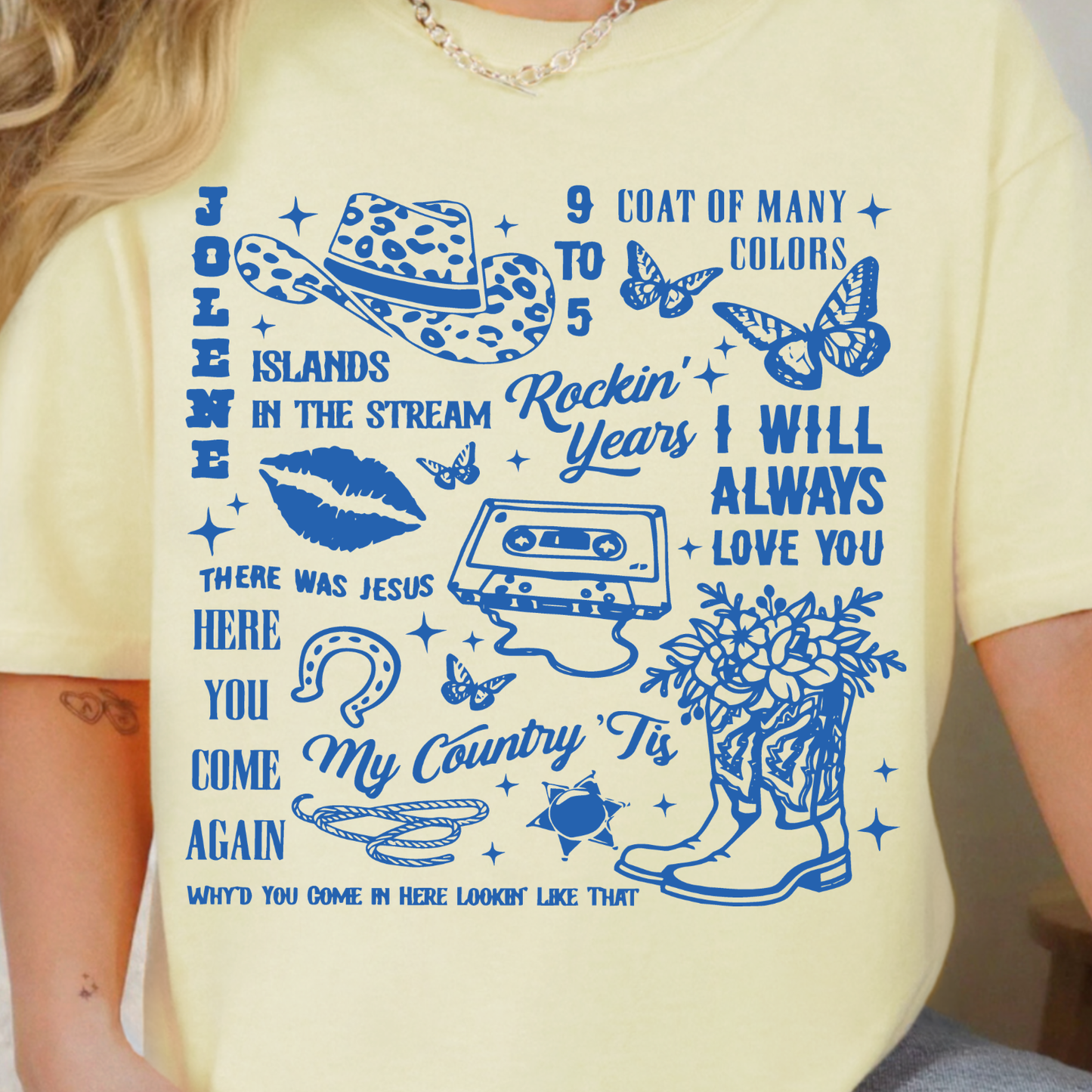 Dolly Song Collage - Single Color DTF Transfer - 0784
