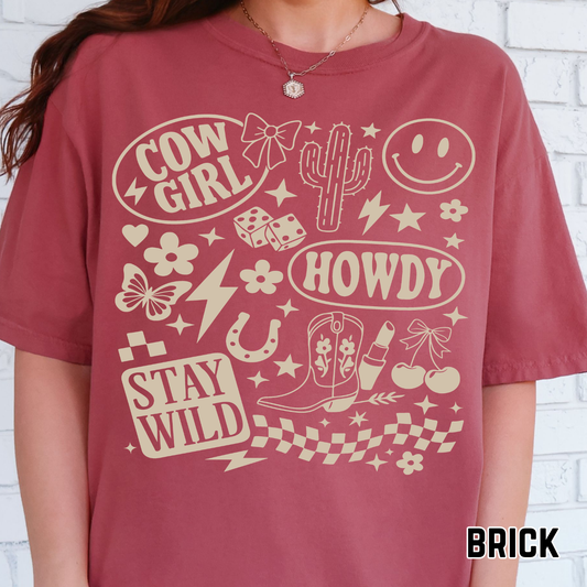 Cowgirl Collage - Single Color DTF Transfer