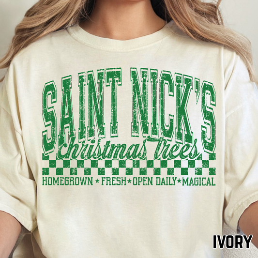 Saint Nick's Christmas Trees - Single Color DTF Transfer - 0757