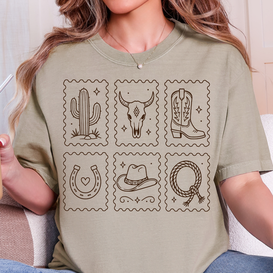 Western Stamps - Single Color DTF Transfer - 0867