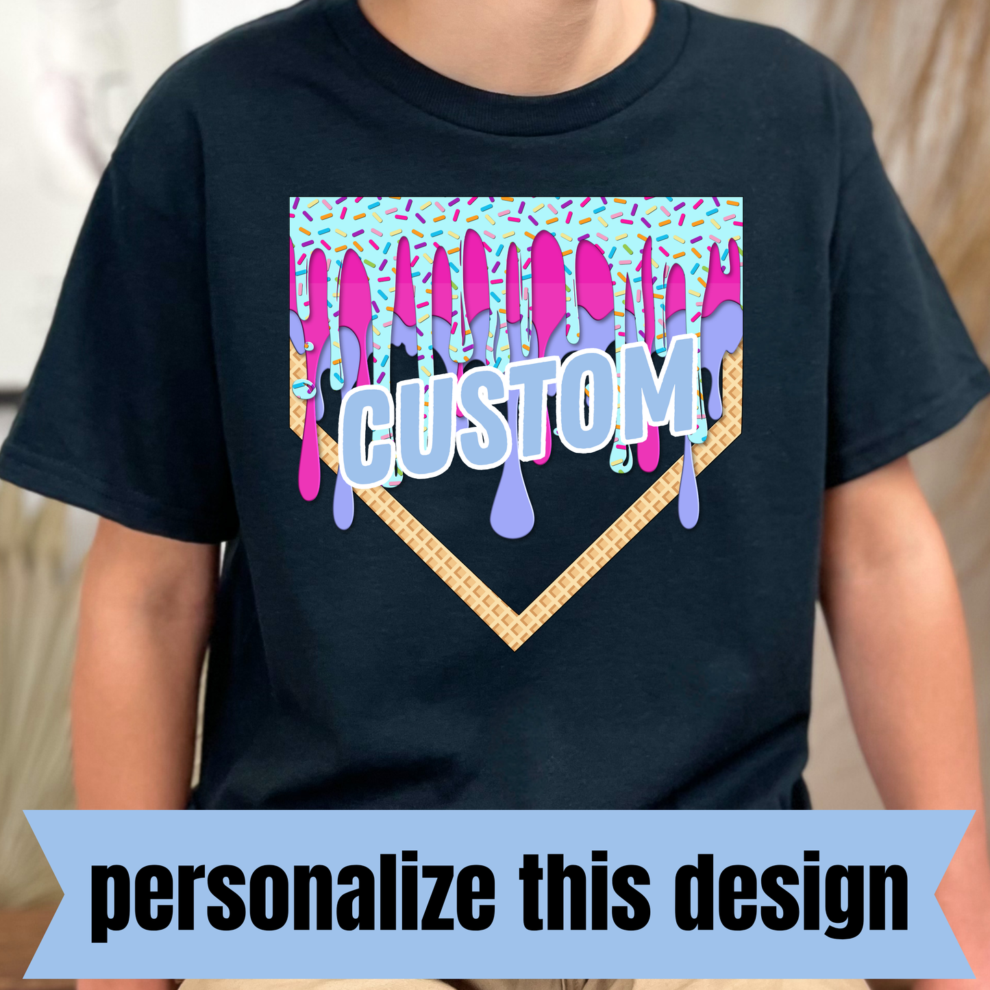 **PERSONALIZED CUSTOM** Pastel Waffle Drip Baseball Diamond- Personalized DTF Transfer