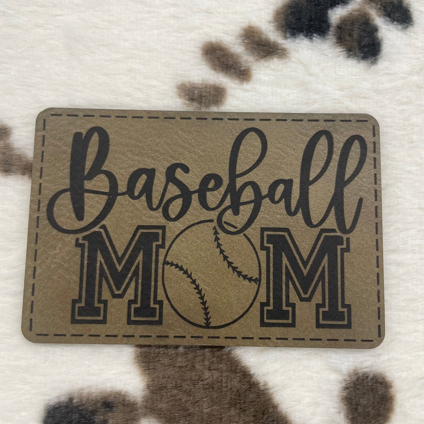 Baseball Mom- 3.25" wide x 2.1" tall Leatherette Patch
