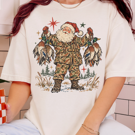 Duck Hunting Santa - Full Color DTF Transfer - 0988