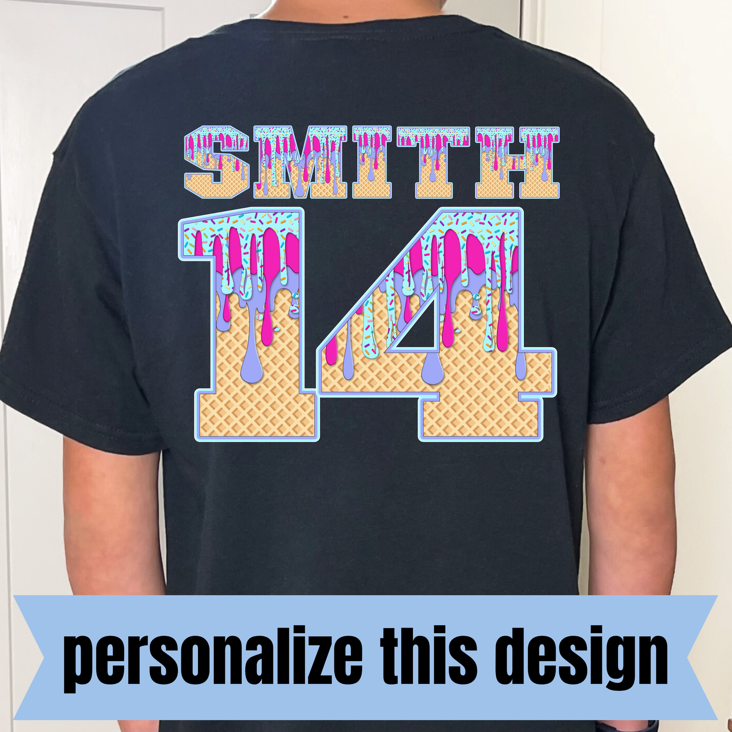 **PERSONALIZED CUSTOM** Pastel Waffle Drip Sport Numbers- Personalized DTF Transfer