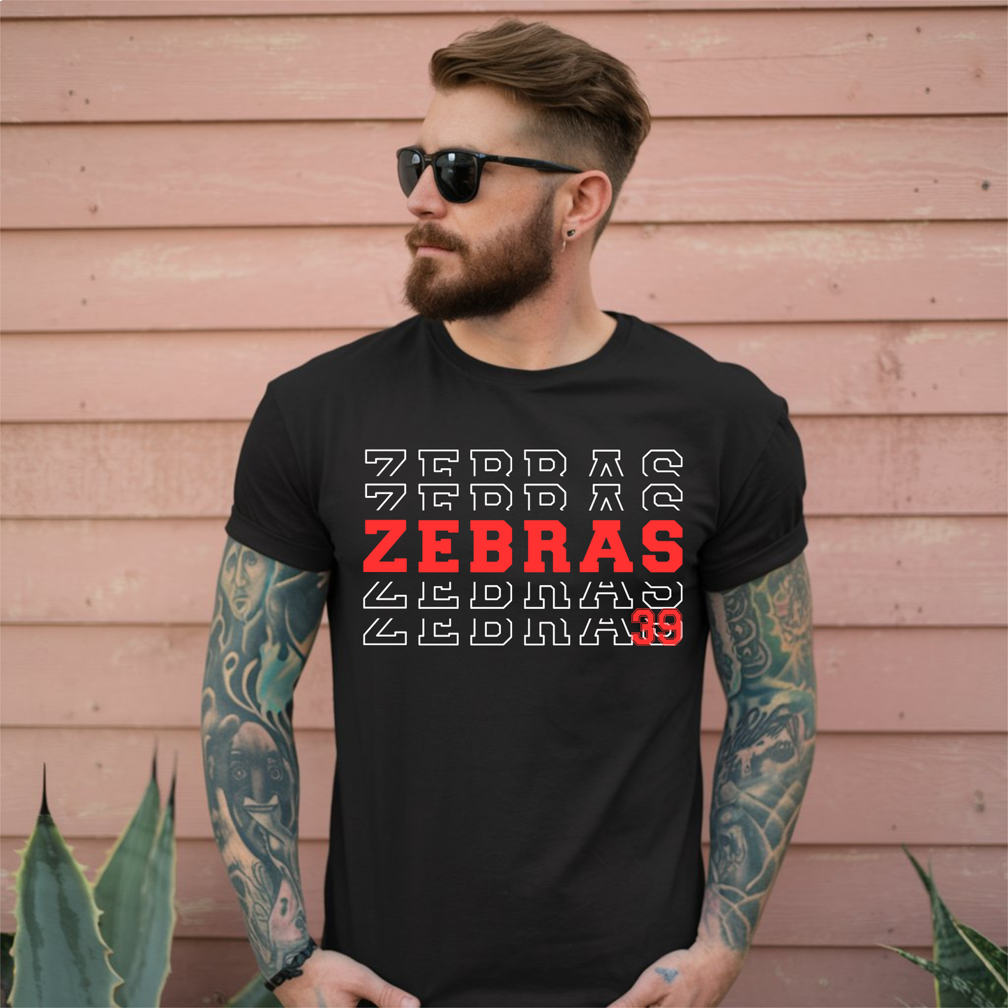 Claremore Zebras Stacked Tee - Black