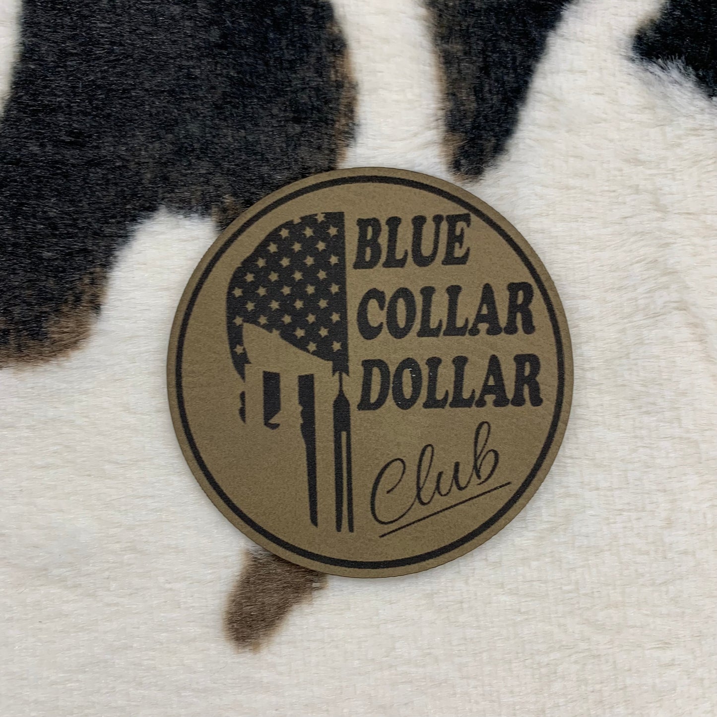 Blue Collar Dollar Club- 2.25" round Leatherette Patch