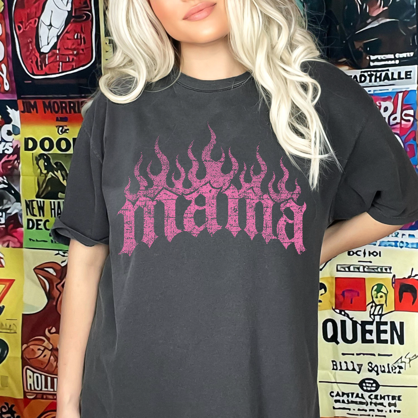 Mama Distressed Flames - Single Color DTF Transfer - 0826