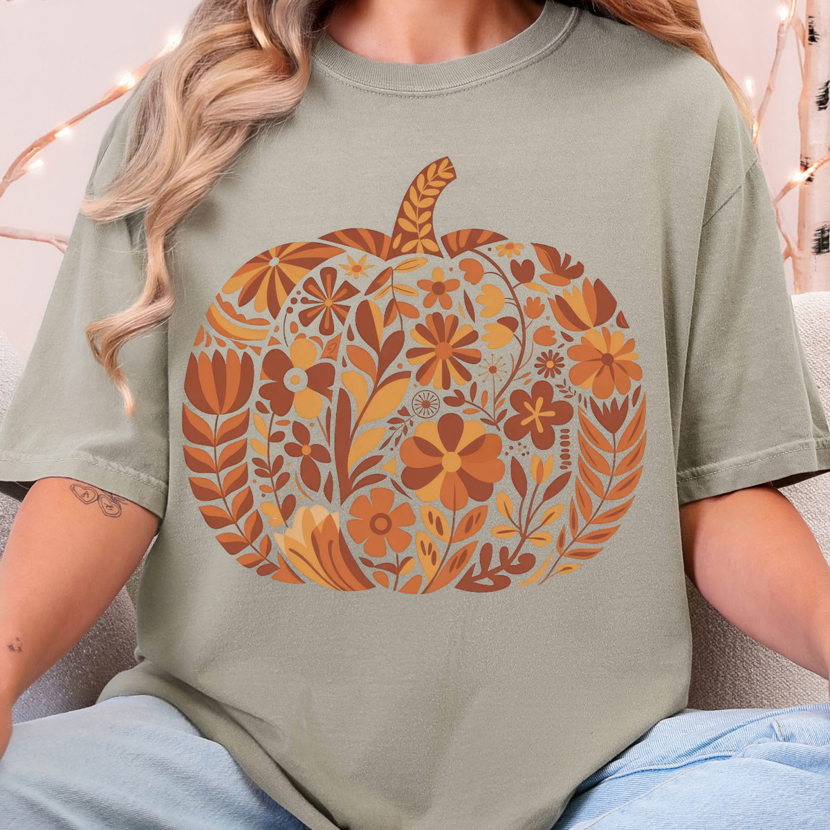 Boho Pumpkin - Full Color DTF Transfer - 0914