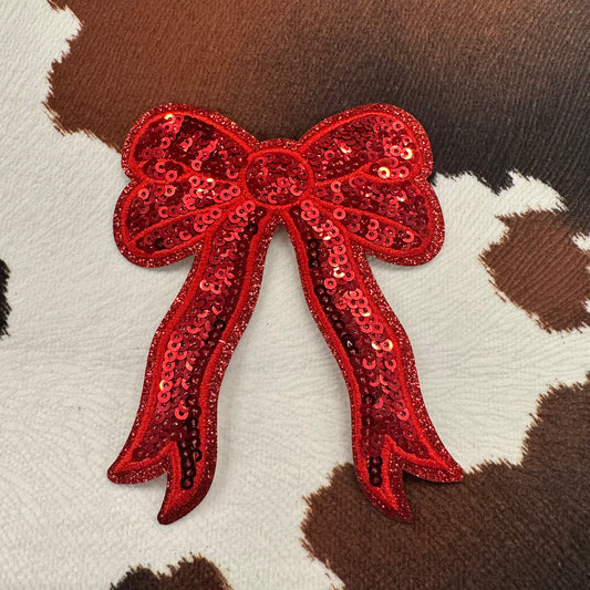 Red Bow- 3.25" wide x 4” tall sequin