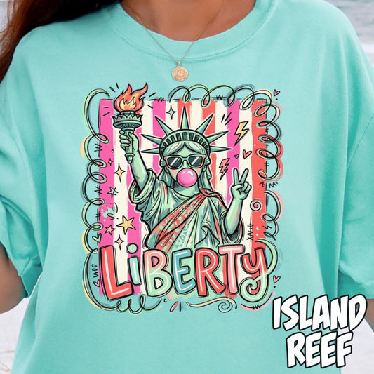 Bubble Blowing Lady Liberty- Full Color DTF Transfer