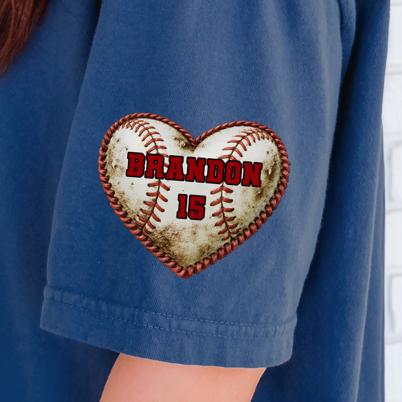 **PERSONALIZED** Baseball Heart with Name and Number- Full Color DTF Transfer