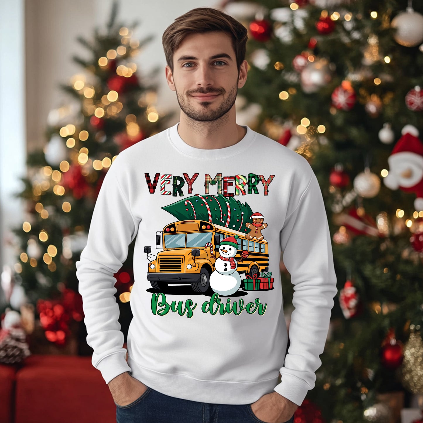 Very Merry Bus Driver- 11" wide DTF Transfer