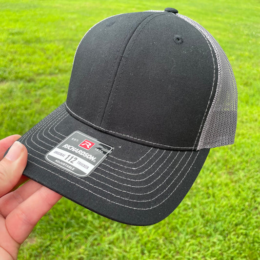 Black/Charcoal Richardson 112 Trucker Hat