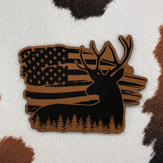 American Buck- 3.1“ wide x 2.3" tall Leatherette Patch