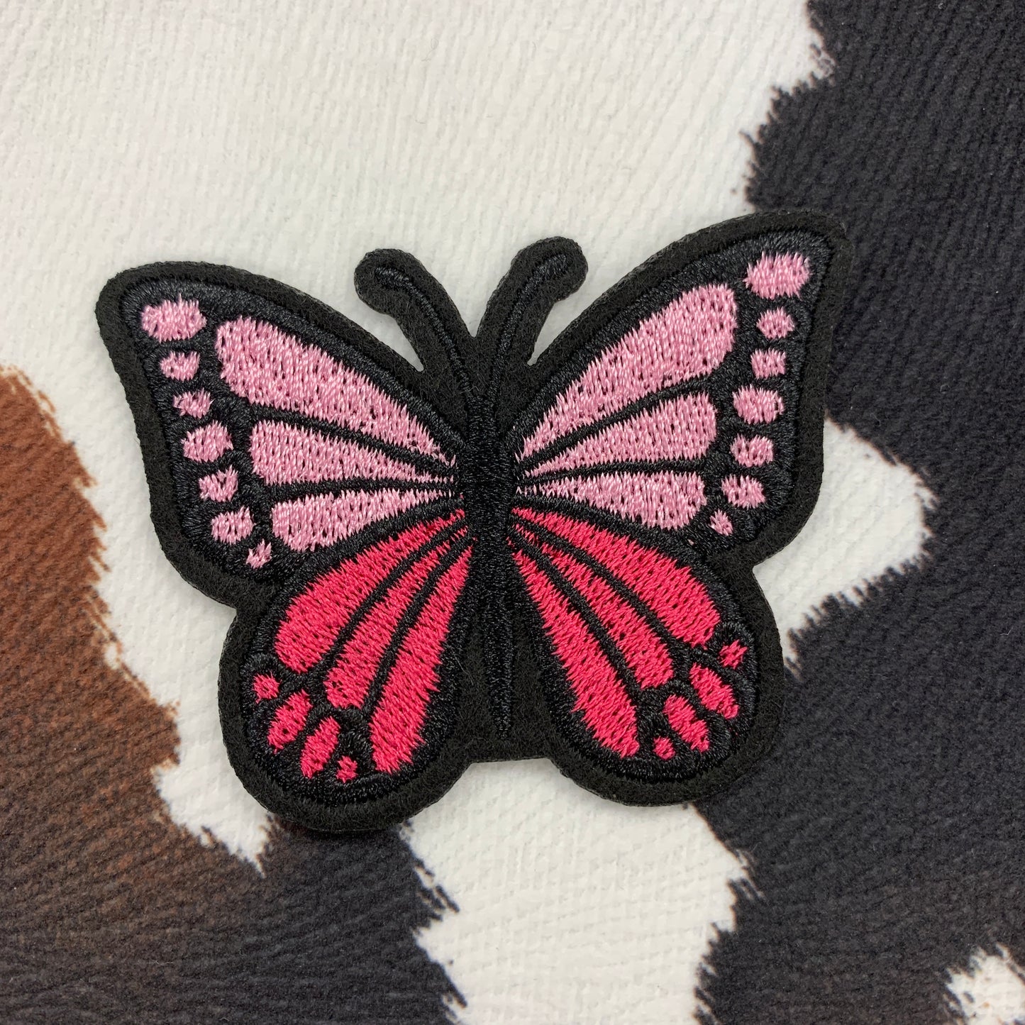 Pink Butterfly- 2.6" wide Embroidery Patch