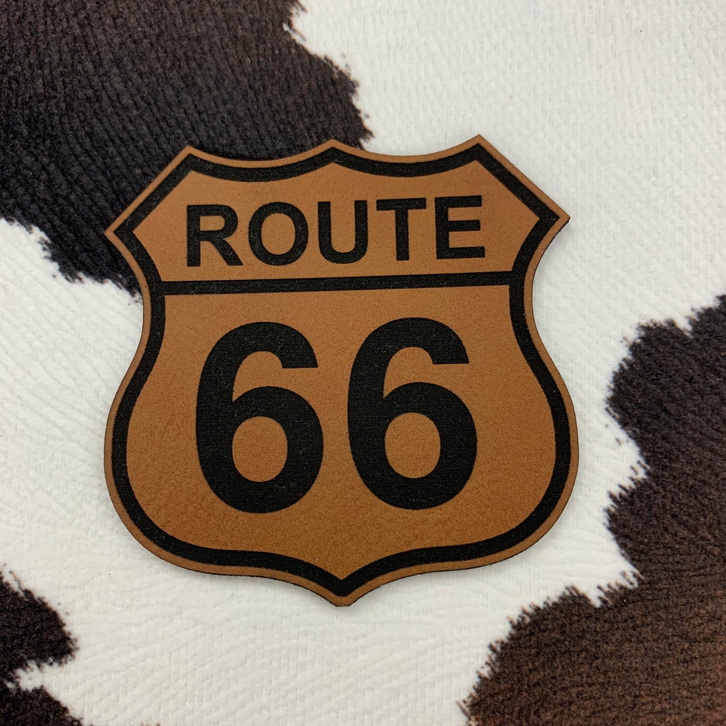 Route 66- 2.5“ wide x 2.5“ tallLeatherette Patch