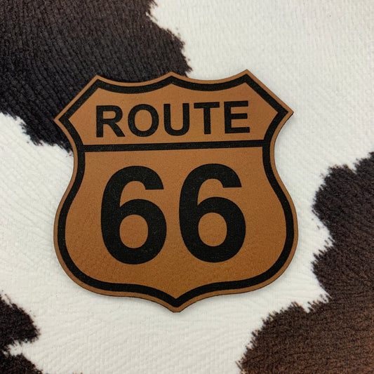 Route 66- 2.5“ wide x 2.5“ tallLeatherette Patch