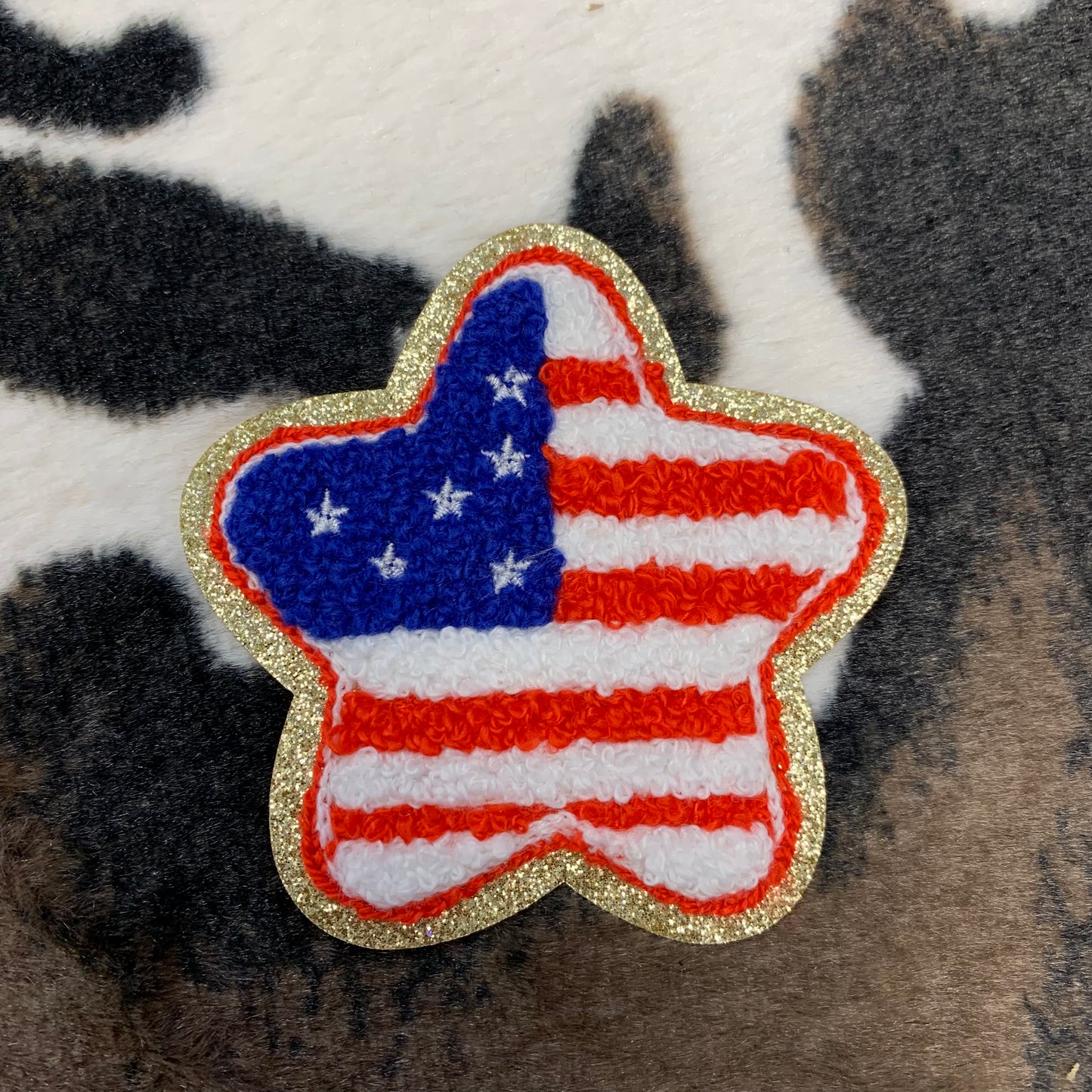 Star Flag- 3" wide Chenille Patch