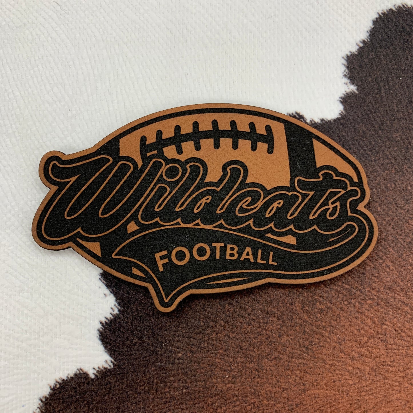 Mascot Football- 3.5" wide x 2.3" tall Leatherette Patch