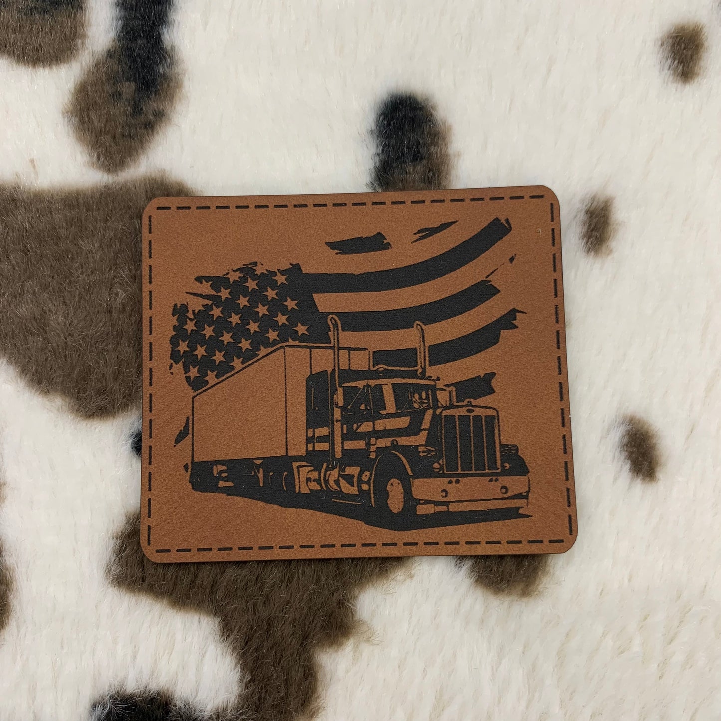 Trucker Flag- 2.5" wide x 2.15" tall Leatherette Patch