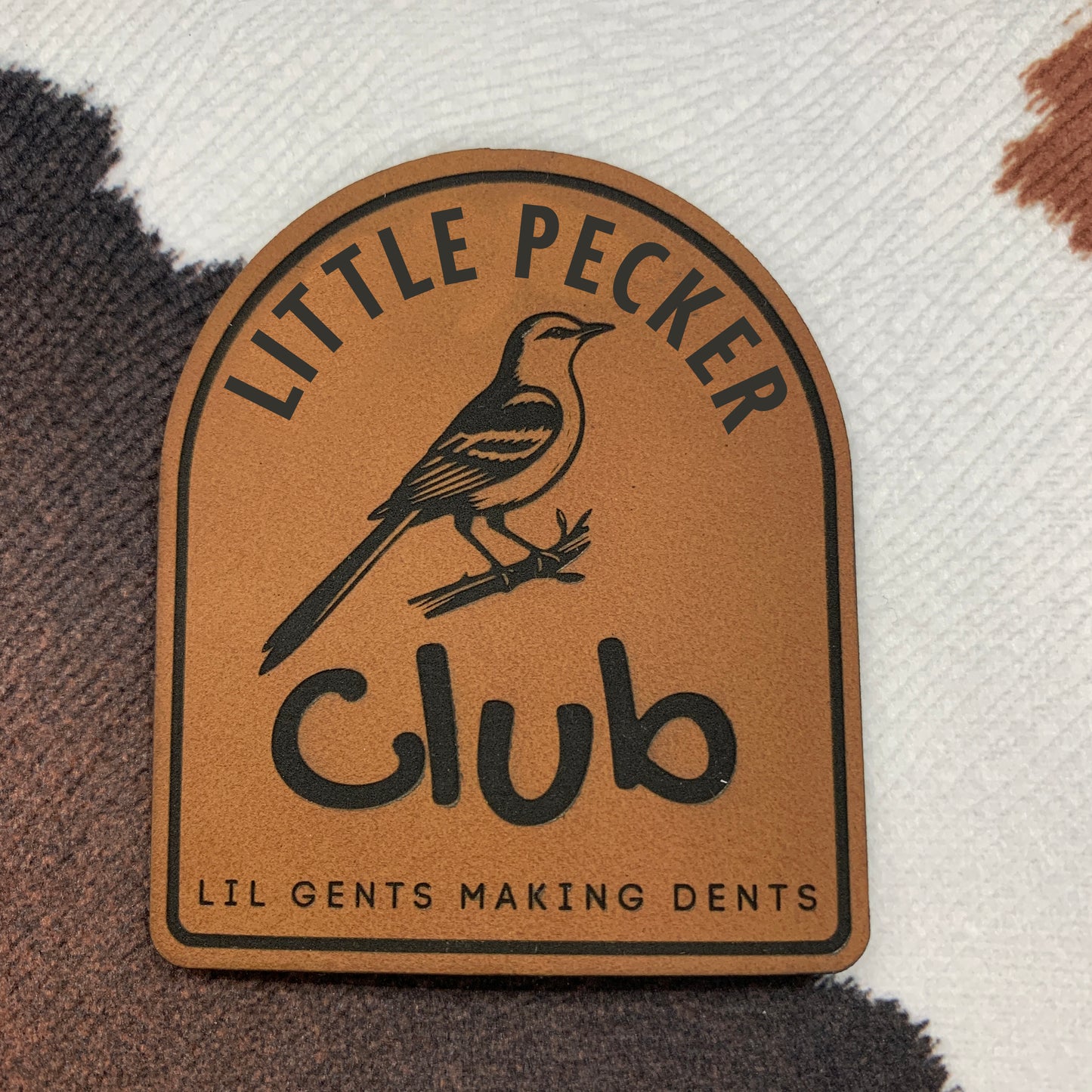 Little Pecker Club, Lil Gents Making Dents- 2.2" wide x 2.5" tall Leatherette Patch