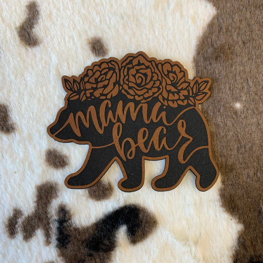 Mama Bear- 2.95" wide x 2.45" tall Leatherette Patch