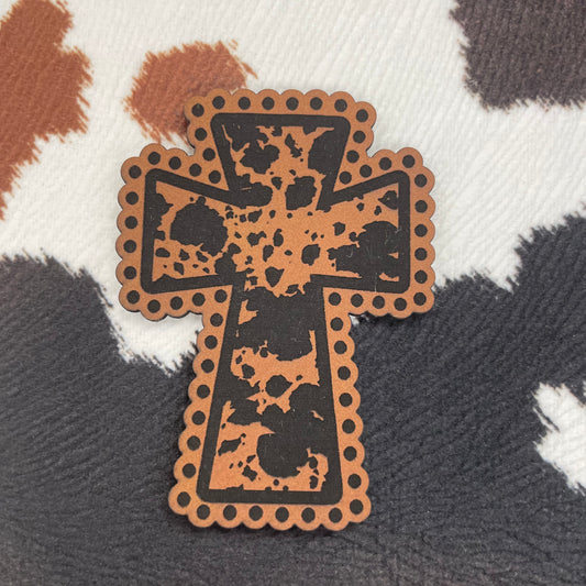 Cow Cross- 1.8" wide x 2.5" tall Leatherette Patch