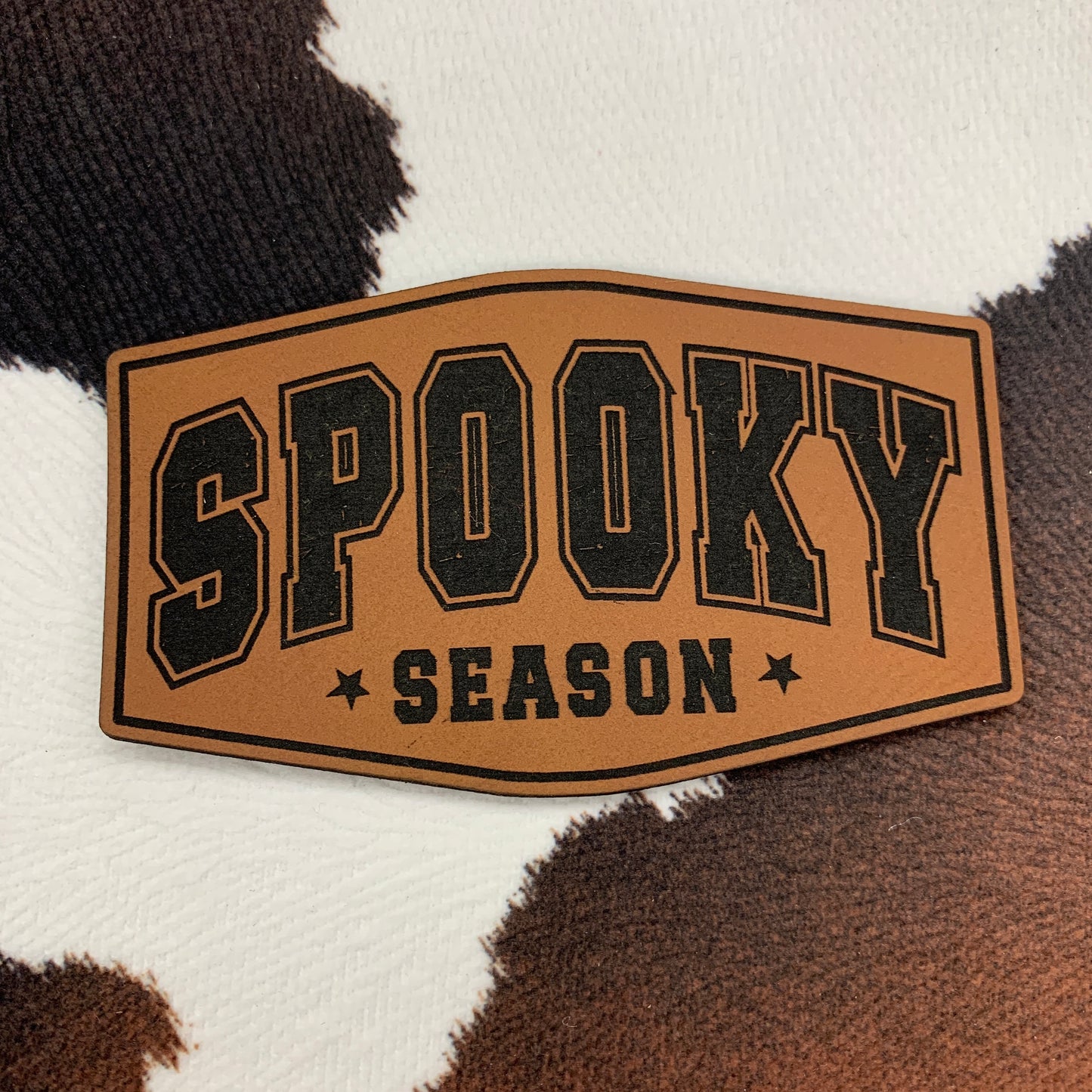 Spooky Season- 3.55“ wide x 2.15“ tall Leatherette Patch