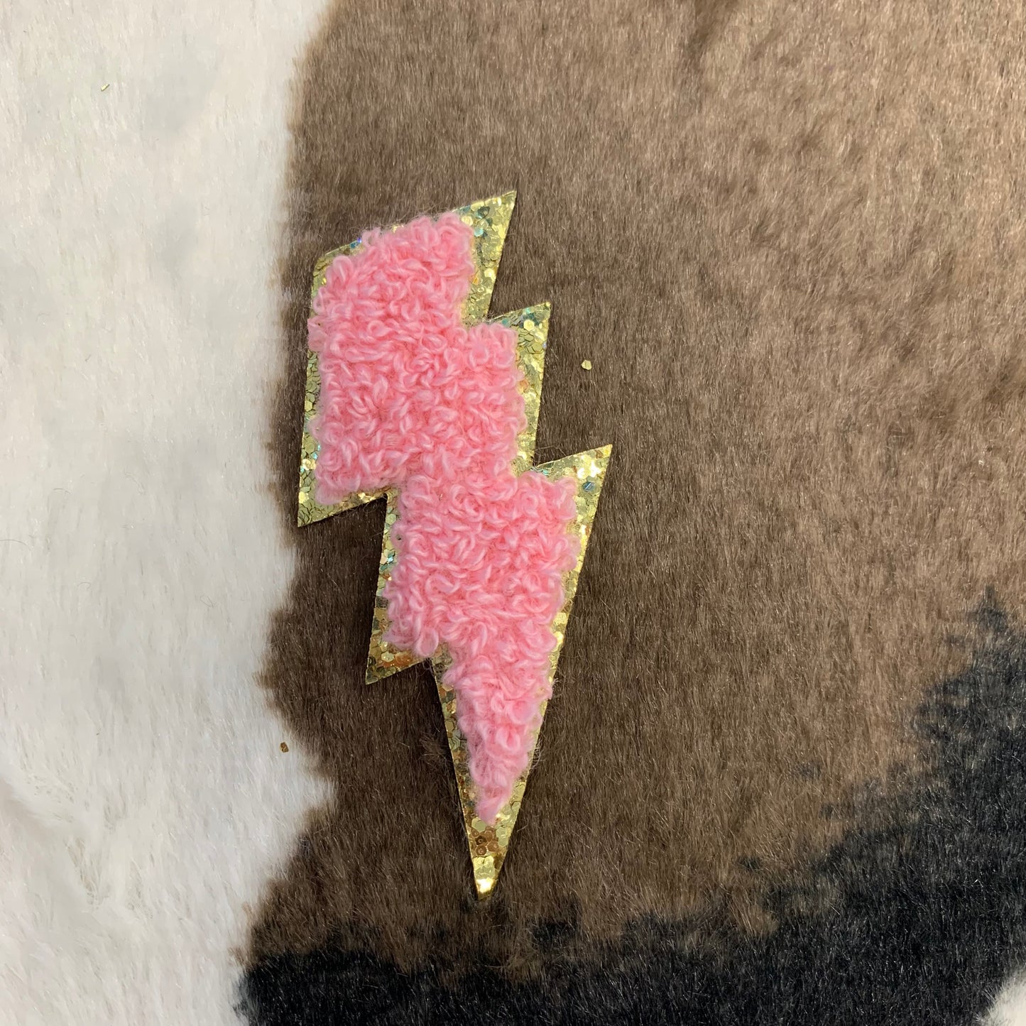 Small Lightning Bolt- 1.25" wide x 2.8" tall Chenille Patch