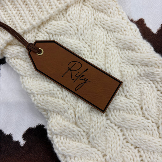 Custom Name Leatherette Patch with Grommet- 1.5” wide x 4” tall Leatherette Patch