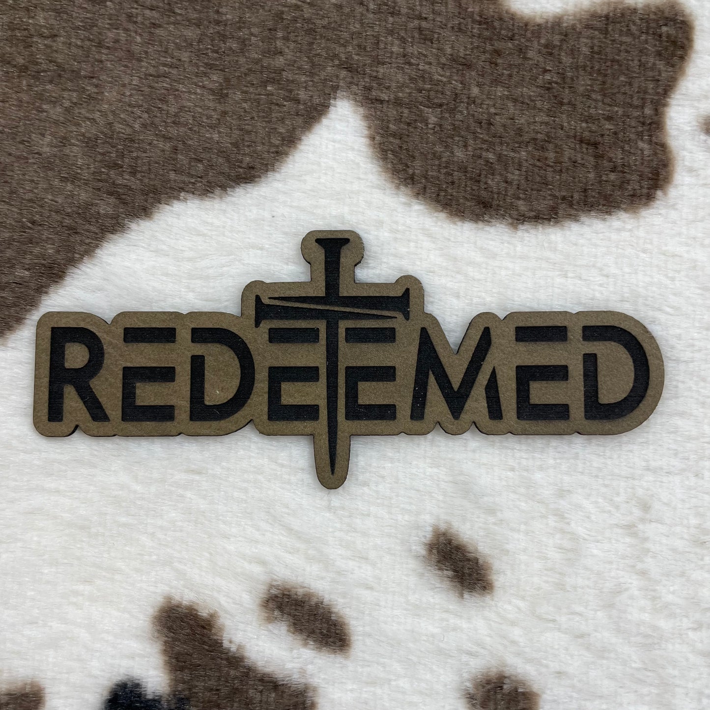 Redeemed- 3.7" wide x 1.5" tall Leatherette Patch